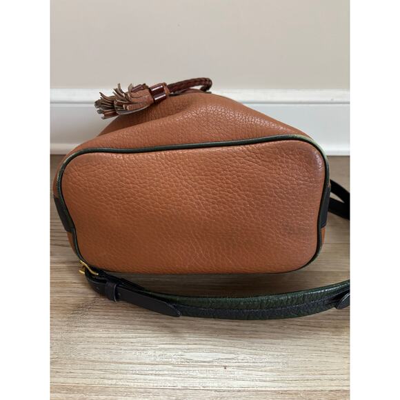Dooney & Bourke All Weather Leather Drawstring Vintage Purse Tan Green Blue - Picture 7 of 12